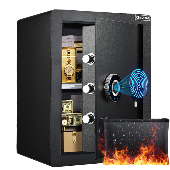 ADIMO FINGERPRINT SAFE 2.1 CUFT BIOMETRIC SAFE REMOVABLE SHELF - BLACK