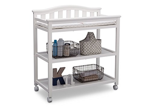 DELTA CHILDREN BELL TOP CHANGING TABLE WHEELS CHANGING PAD WHITE 540242-130