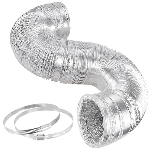 SIMPLE DELUXE 12" 25' DUCTING NON-INSULATED FLEX AIR ALUMINUM FOIL DUCT - SILVER