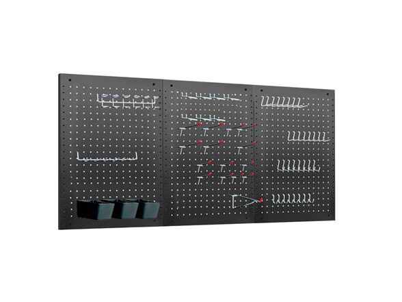 LUGO 62 PC PEGBOARD WALL ORGANIZER KIT, 24"X16" - BLACK