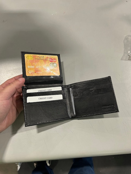 GENUINE BLACK LEATHER BIFOLD WALLET - BLACK