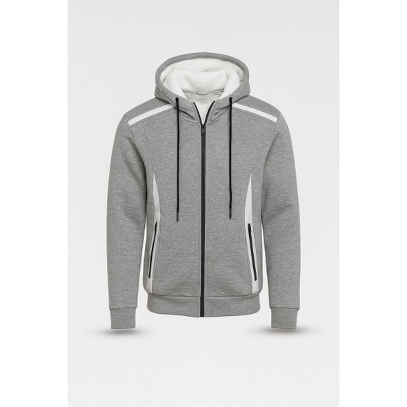 BLU ROCK MEN'S SLIM FIT FAUX FLEECE LINED FULL ZIP HOODIE - XL - HEATHER GRAY New