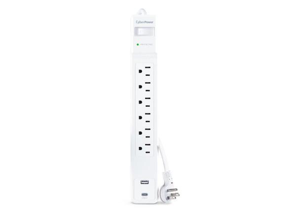 CyberPower CSP604UCW Home Office 6 - Outlet Surge Protector with 1500 J Surge