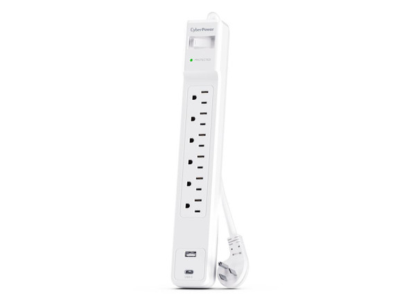 CyberPower CSP604UCW Home Office 6 - Outlet Surge Protector with 1500 J Surge