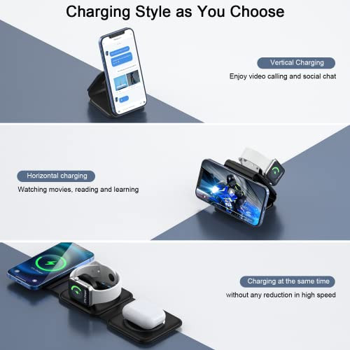 RTOPS WIRELESS CHARGER 3 IN 1 MAGNETIC TRAVEL WIRELESS STATION - BLACK New