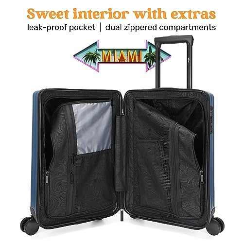 MIAMI CARRYON OCEAN 20" CARRY-ON SUITCASE TSA LOCK POLYCARBONATE SHELL NAVY