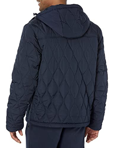 AMAZON ESSENTIALS MENS ANORAK HOODED QUARTER-ZIP PUFFER COAT NAVY SIZE LARGE New