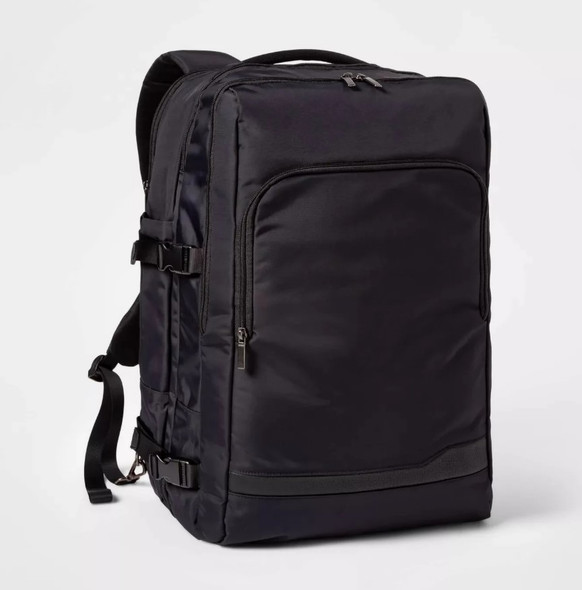 OPEN STORY TRAVELER BACKPACK COATED WATER REPELLENT NYLON 21" - BLACK