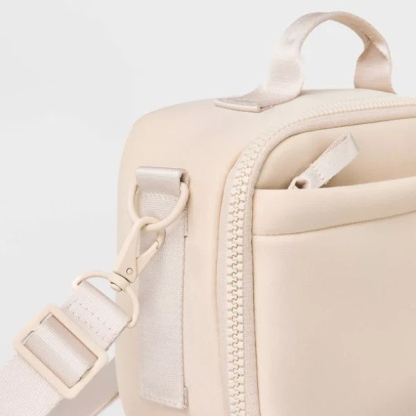 ALL IN MOTION FAUX NEOPRENE LUNCH TOTE - CREAM New