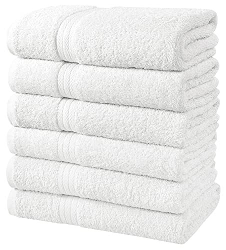 SIMPLY LOFTY 100% COTTON BATH TOWELS SET ULTRA SOFT RING SPUN 24"x46" - WHITE