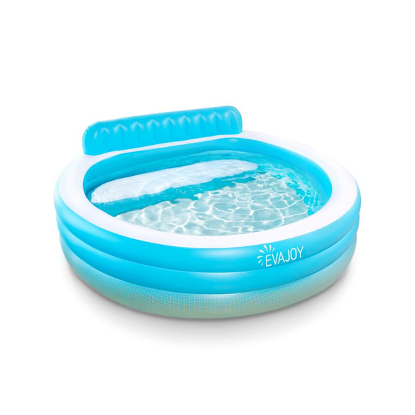 Evajoy Inflatable Pool with Seats Above Ground Blow Up Pool - Blue