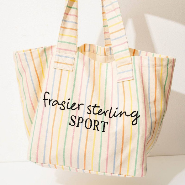 FRASIER STERLING SPORT STRIPED TOTE BAG - RAINBOW/CREAM