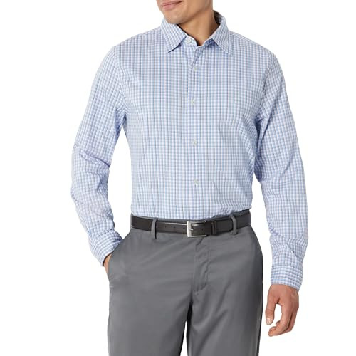 AMAZON ESSENTIALS MEN'S SLIM FIT WRINKLE RESISTANT STRETCH WHITE GRID CHECK XXL New