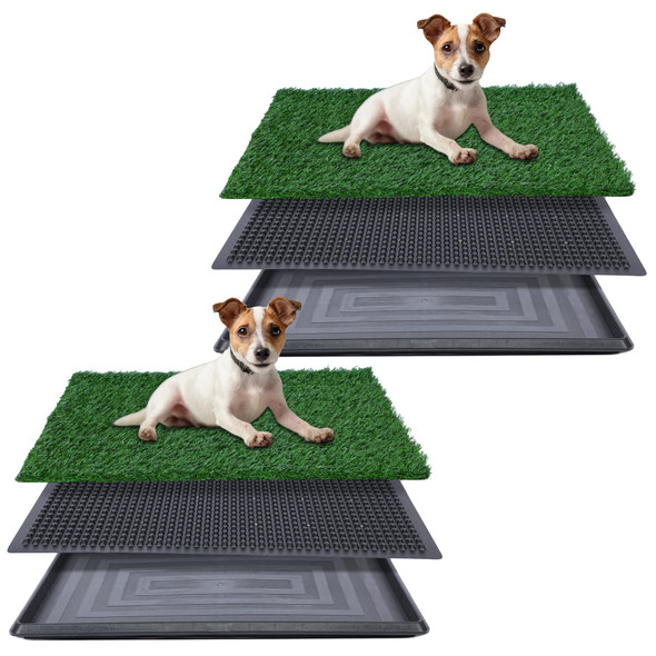 FluffyDream Artificial Grass for Dog Potty – 20x25 inch 2 Pack, Tray Pad - Green New