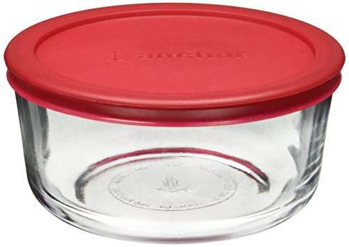 ANCHOR HOCKING SNUG FIT 4-CUP/946ML GLASS STORAGE CONTAINER (1 PACK) - RED