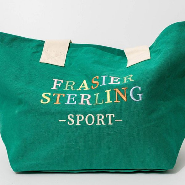 FRASIER STERLING SPORT RAINBOW LOGO TOTE BAG COTTON CANVAS - CREAM/GREEN New