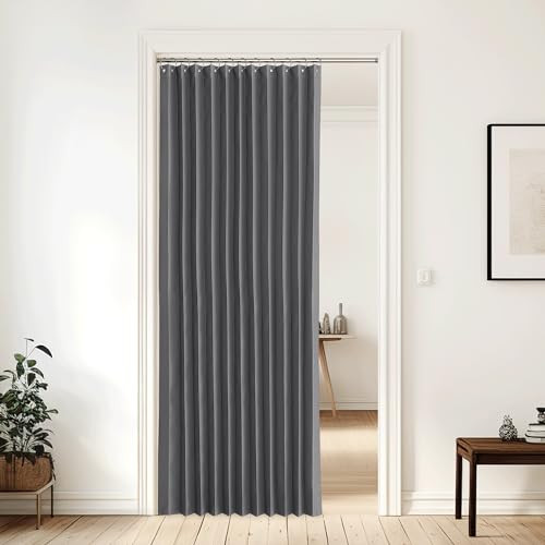 NICETOWN BLACKOUT CURTAINS 80 IN LONG THERMAL INSULATED SLIDING DOOR - GRAY