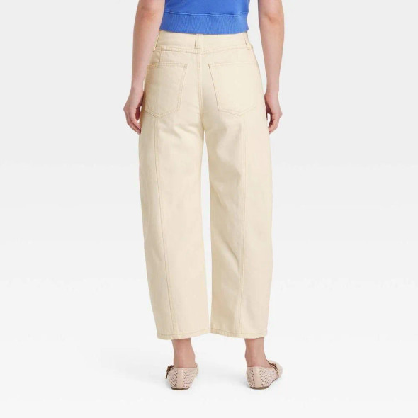 UNIVERSAL THREAD GOODS WOMEN'S MID-RISE BARREL LEG ANKLE JEANS - SIZE 12 - CREAM New