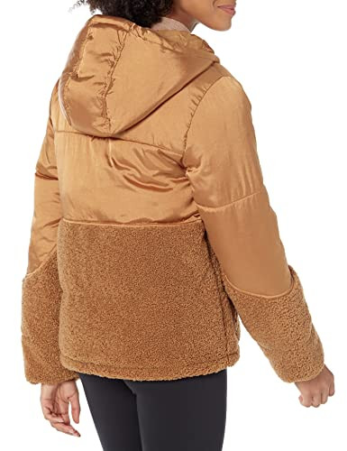 AMAZON ESSENTIALS WOMENS FULL-ZIP SHERPA FLEECE HOODED PUFFER JACKET - SIZE: S
