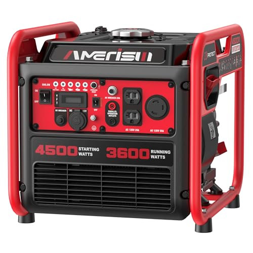 AMERISUN PORTABLE INVERTER GENERATOR 4500W, AL5040C, Red/Black