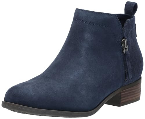 TOMS WOMEN'S DAHLIA ANKLE BOOTS - SIZE: WOMEN 7.5 NAVY SUEDE/HERITAGE CANVAS New