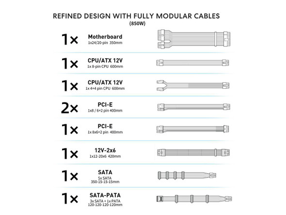 Lian Li SP850 Gold - 850 Watt SFX Form Factor Power Supply with Native 12V-2x6