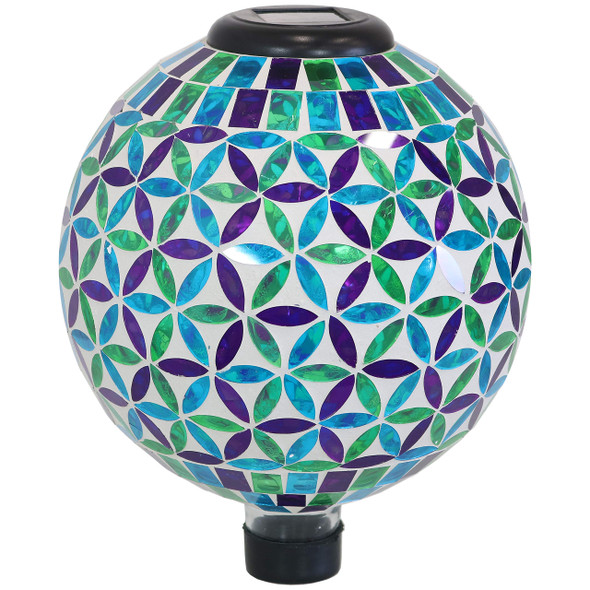 Sunnydaze 10" Solar Gazing Ball for Garden Glass Outdoor Gazing Globe - Mosaic