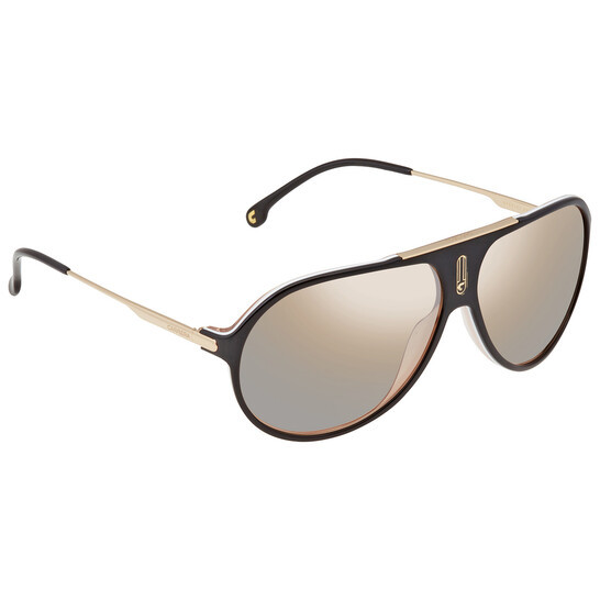 CARRERA HOT 65 SUNGLASSES BLACK GOLD FRAME BROWN MIRROR SILVER LENSES, 63-11-135