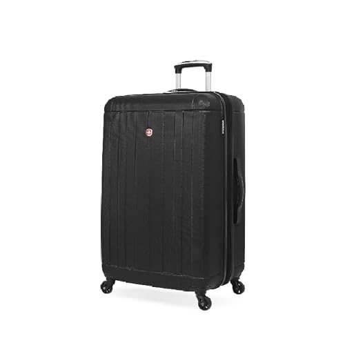 SWISSGEAR HARDSIDE EXPANDABLE LUGGAGE SPINNER WHEELS CHECKED-MEDIUM - BLACK New