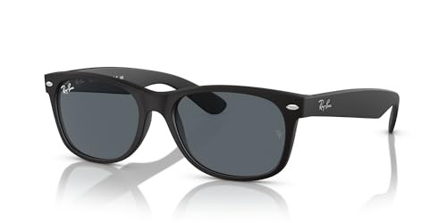 RAY-BAN RB2132 NEW WAYFARER SQUARE, SIZE 52/18 - RUBBER BLACK/BLUE