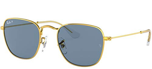 RAY-BAN JUNIOR SQUARE SUNGLASSES - LEGEND GOLD FRAME, BLUE POLARIZED LENSES