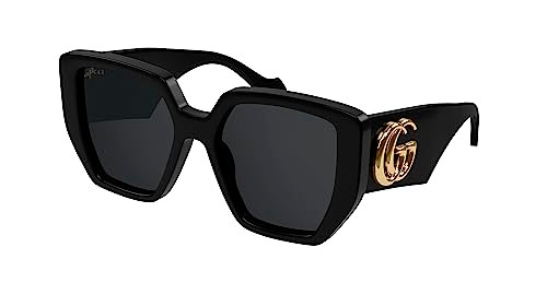 GG0956S GUCCI GEOMETRIC LADIES SUNGLASSES LENS SIZE 54MM BLACK/GOLD LOGO/GRAY