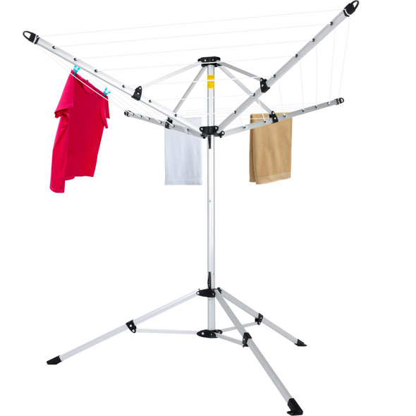 JS HANGER DRYING NATURAL CLOTHES AIRER OUTDOOR PORTABLE 4-ARM ALUMINUM - SILVER