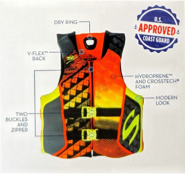 STEARNS HYDROPRENE LIFE VEST ORANGE - SIZE: 2X-LARGE New