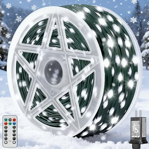 Brightever Christmas Lights 360 FT 1100 LED Lights Remote Control - Cool White