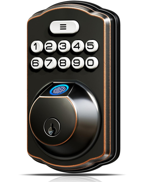 Veise Fingerprint Keyless Entry Door Lock, Auto Lock, Electronic Keypad - Bronze
