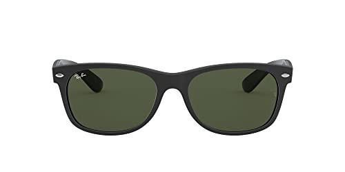 RAY-BAN RB2132 NEW WAYFARER SQUARE 58MM RUBBER BLACK G-15 GREEN LENS 58MM
