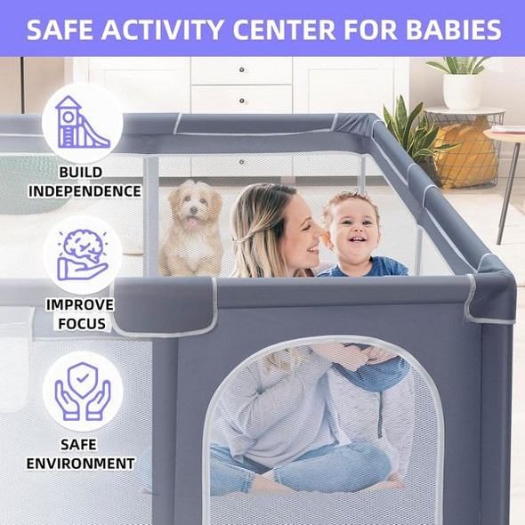 SUPOSEU BABY PLAYPEN LARGE PLAY YARDS 360° VISIBILITY - BLACK WHITE