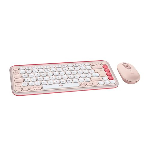 Logitech POP ICON Combo Bluetooth Keyboard and Mouse Combo Keys Buttons- ROSE