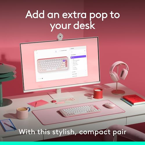 Logitech POP ICON Combo Bluetooth Keyboard and Mouse Combo Keys Buttons- ROSE
