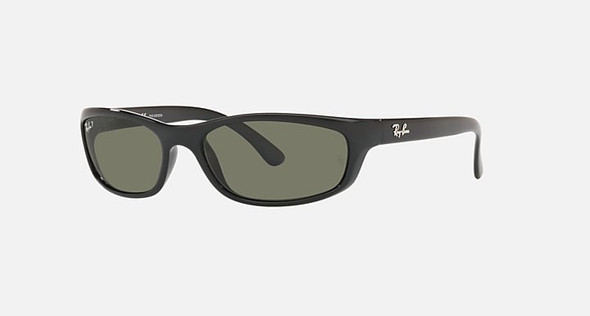 RAY-BAN SUNGLASSES POLISHED BLACK FRAME G-15 GREEN POLARIZED LENSES 57-16-135 3P