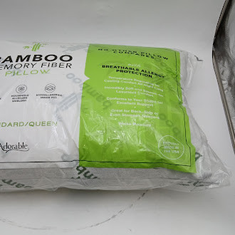 ADORABLE BAMBOO MEMORY FIBER PILLOW MOISTURE WICKING 1PK - WHITE/GREEN ACCENTS New