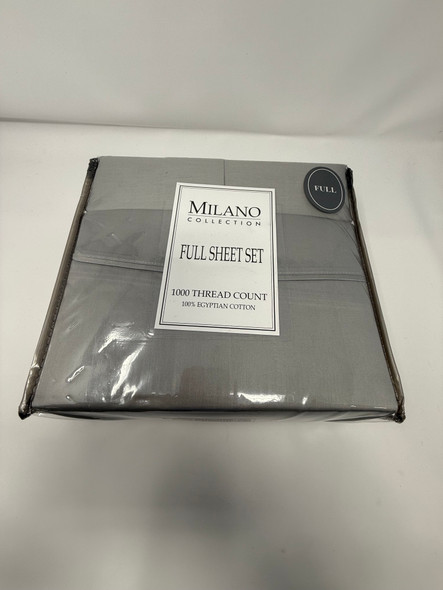 MILANO COLLECTION 1000 THREAD COUNT 4 PC SHEET SET. FULL SIZE - SILVER