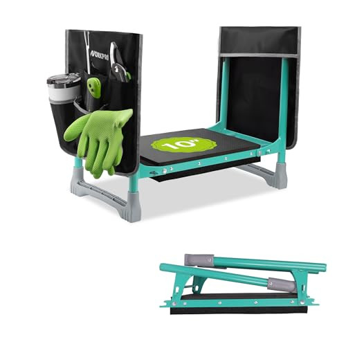 WORKPRO Garden Kneeler and Seat 10" Wider Heavy Duty Foldable Gardener Stool