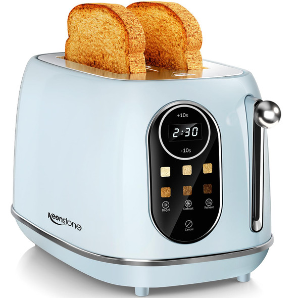 KEENSTONE SMART TOUCH SCREEN TOASTER 2 SLICE RETRO WIDE SLOT TAO1321A - BLUE New