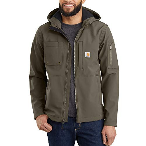 OJ3829 CARHARTT RAIN DEFENDER MIDWEIGHT SOFTSWHELL HOODED JACKET MEN TARMAC S New