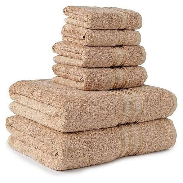 NOBLE HOUSE ULTRA SOFT COTTON EXTRA HEAVY SPA FEEL 6PC BATH TOWEL SET  - TAUPE
