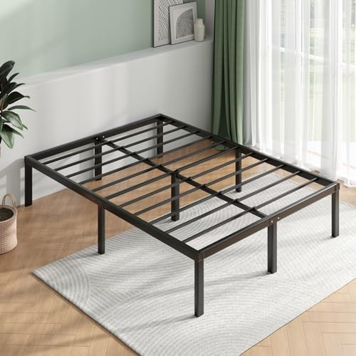 NOVILLA FULL SIZE METAL PLATFORM BED FRAME, STORAGE SPACE, N-F10013-F-BK - BLACK