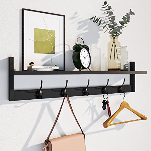 AMBIRD WALL HOOKS WITH SHELF ENTRYWAY HANGING WOOD COAT HOOKS WALL-MOUNTED