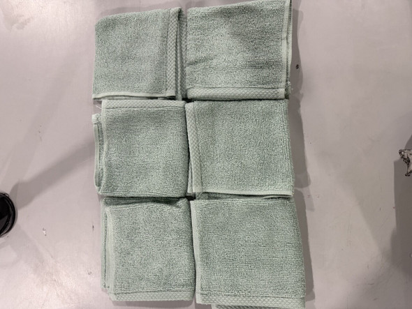 AMAZON BASICS 6 PACK OIL GREEN WASH CLOTHS 12X12IN 100% COTTON - OIL GREEN